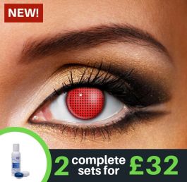 Red Mesh Contact Lenses Complete Set